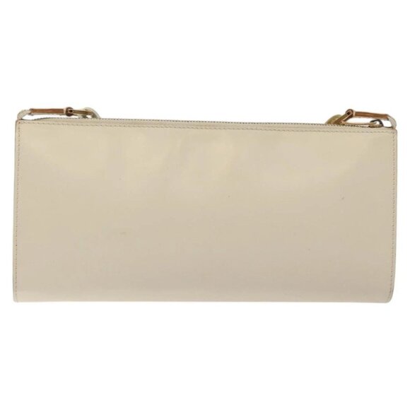 Salvatore Ferragamo Gancini Shoulder Bag Leather Ivory Gold Auth 122679 - Picture 2 of 16